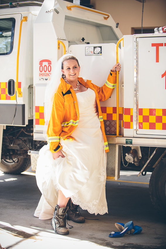Wedding Photography at CFS, at Tea Tree Gully, Fire Fighter Bride